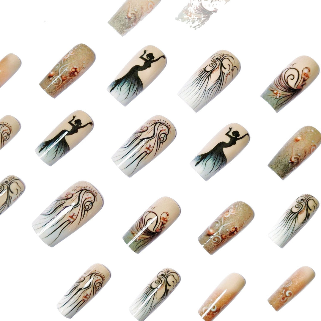 Artificial nails with elegant silhouette and floral accents Stornfield