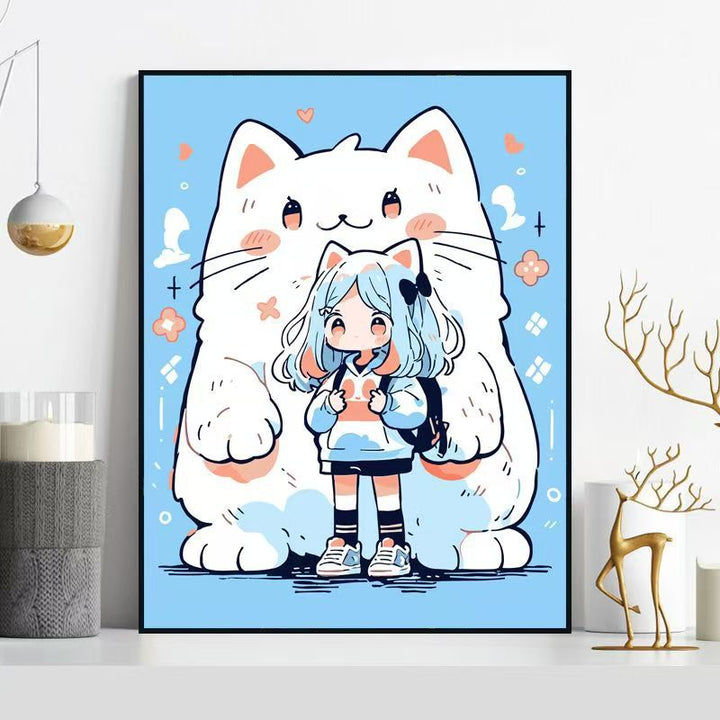 Whimsical Cat-Themed Illustration Wall Art Stornfield