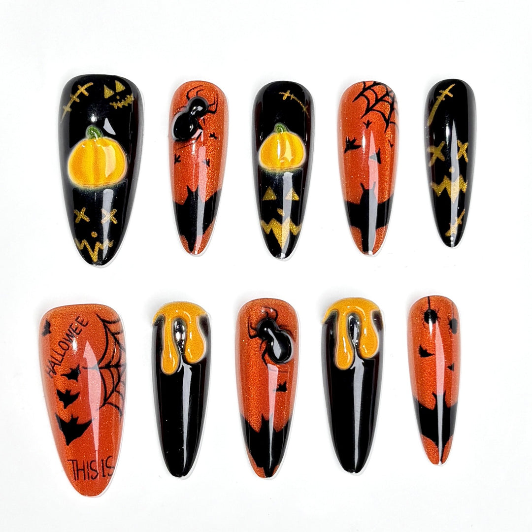 Halloween-Themed Press-On Nail Art Set 1790745709