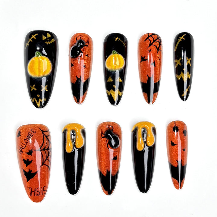 Halloween-Themed Press-On Nail Art Set 1790745709