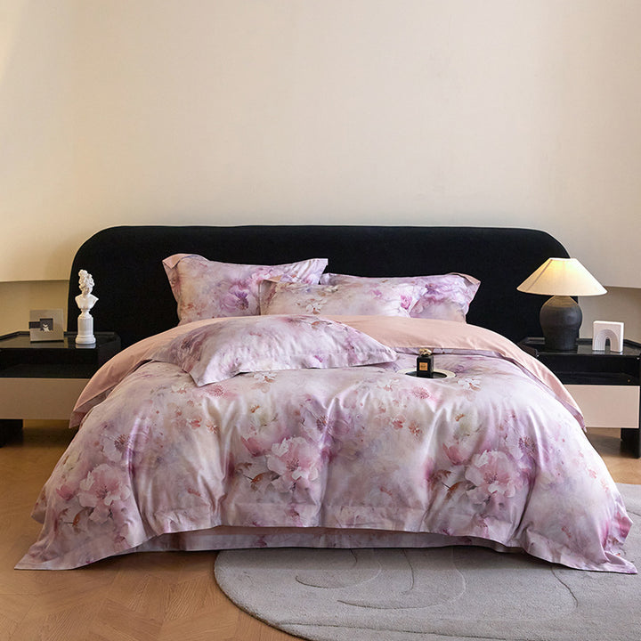 Luxury Floral Cotton Sateen Duvet Cover Set