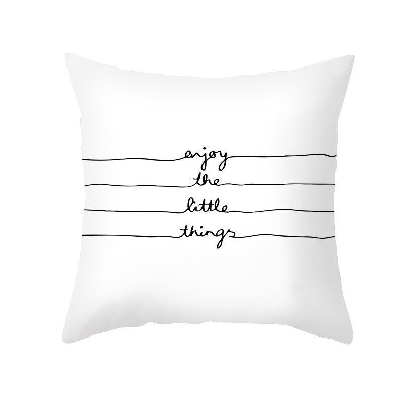 Square Cotton-Linen Decorative Throw Pillow Cover with Oversized HOME Typography Print and Concealed Zipper