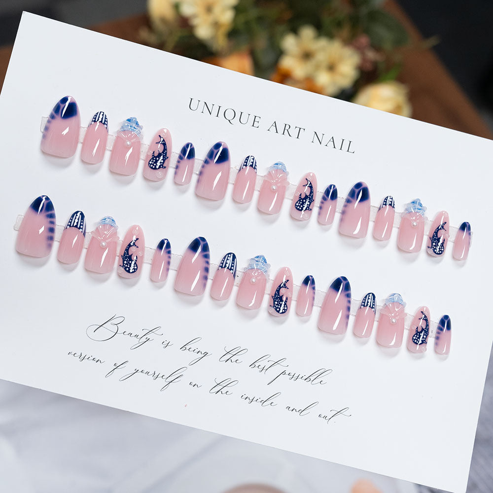 Ocean-Inspired Artistic Press-On Nails