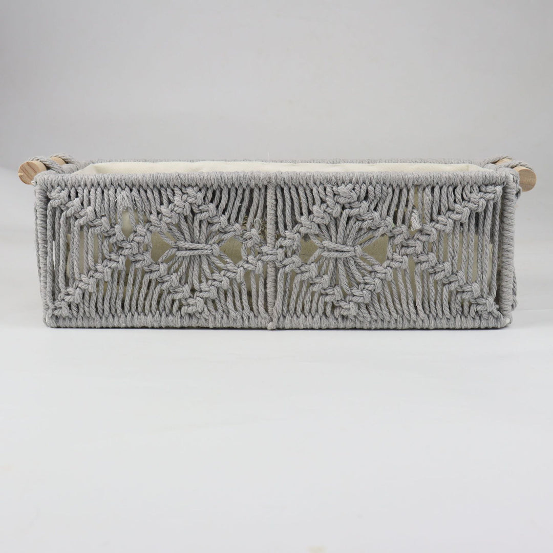 Storage basket with macrame pattern Stornfield