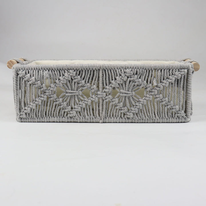 Storage basket with macrame pattern Stornfield