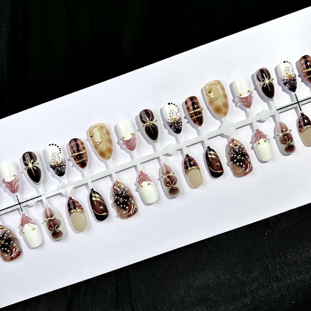 Artistic Press-On Nail Set with Elegant Designs