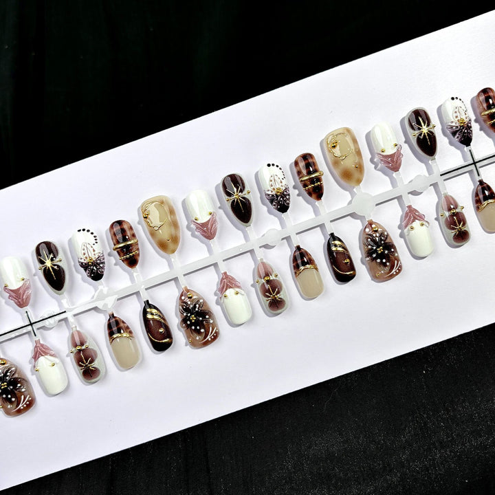 Artistic Press-On Nail Set with Elegant Designs