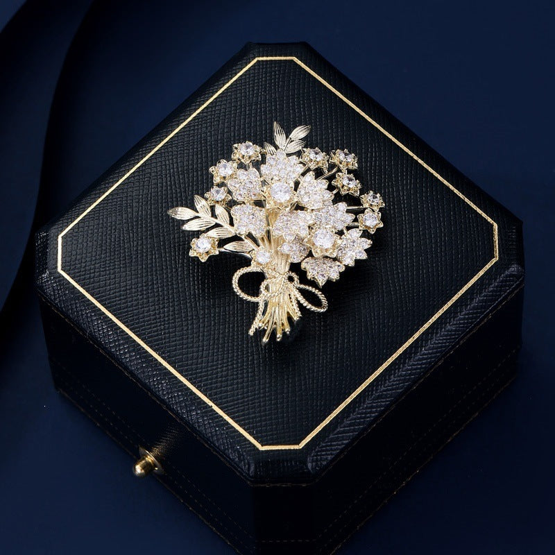 Exquisite Flower Brooch with Sparkling Crystals Stornfield