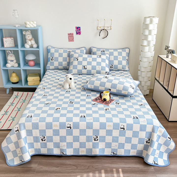 Lightweight Quilted Floral Bedspread Set with Piped Edge and Matching Pillow Shams