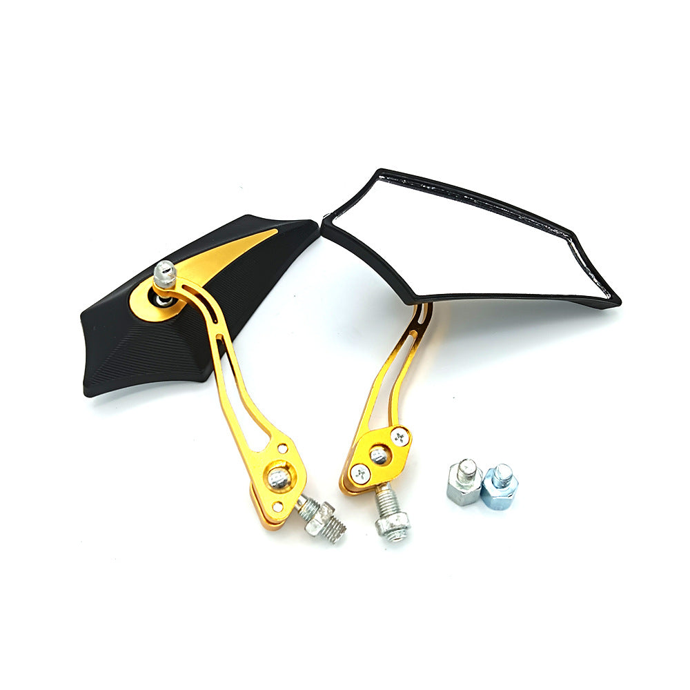 Sporty motorcycle rearview mirrors with rounded edges and adjustable viewing angle Stornfield