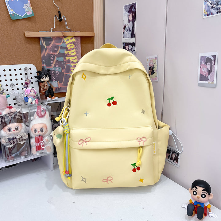 Cute Illustrated Cherry-Embellished Backpack Stornfield