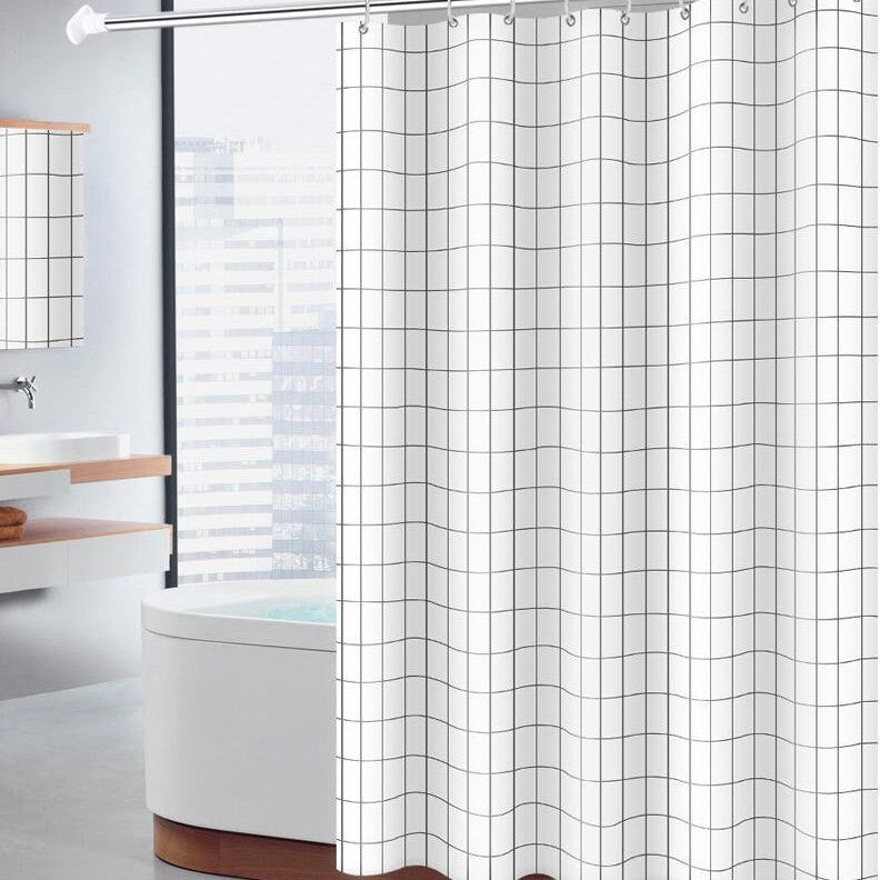 Minimalist Grid Pattern Shower Curtain Stornfield