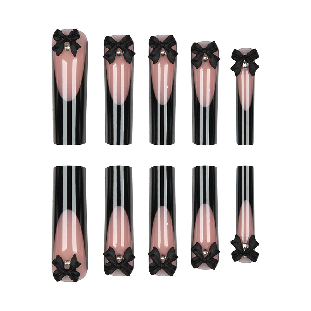 Decorative Acrylic Stiletto Press-On Nails with Bow Accents Stornfield