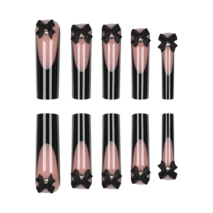 Decorative Acrylic Stiletto Press-On Nails with Bow Accents Stornfield
