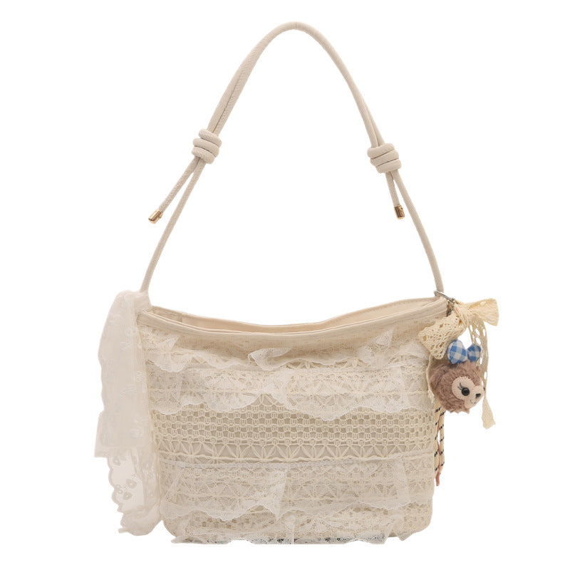 Elegant Lace-Embellished Handbag