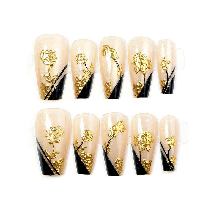 Decorative Press-On Nail Art Set with Elegant Floral Design Stornfield