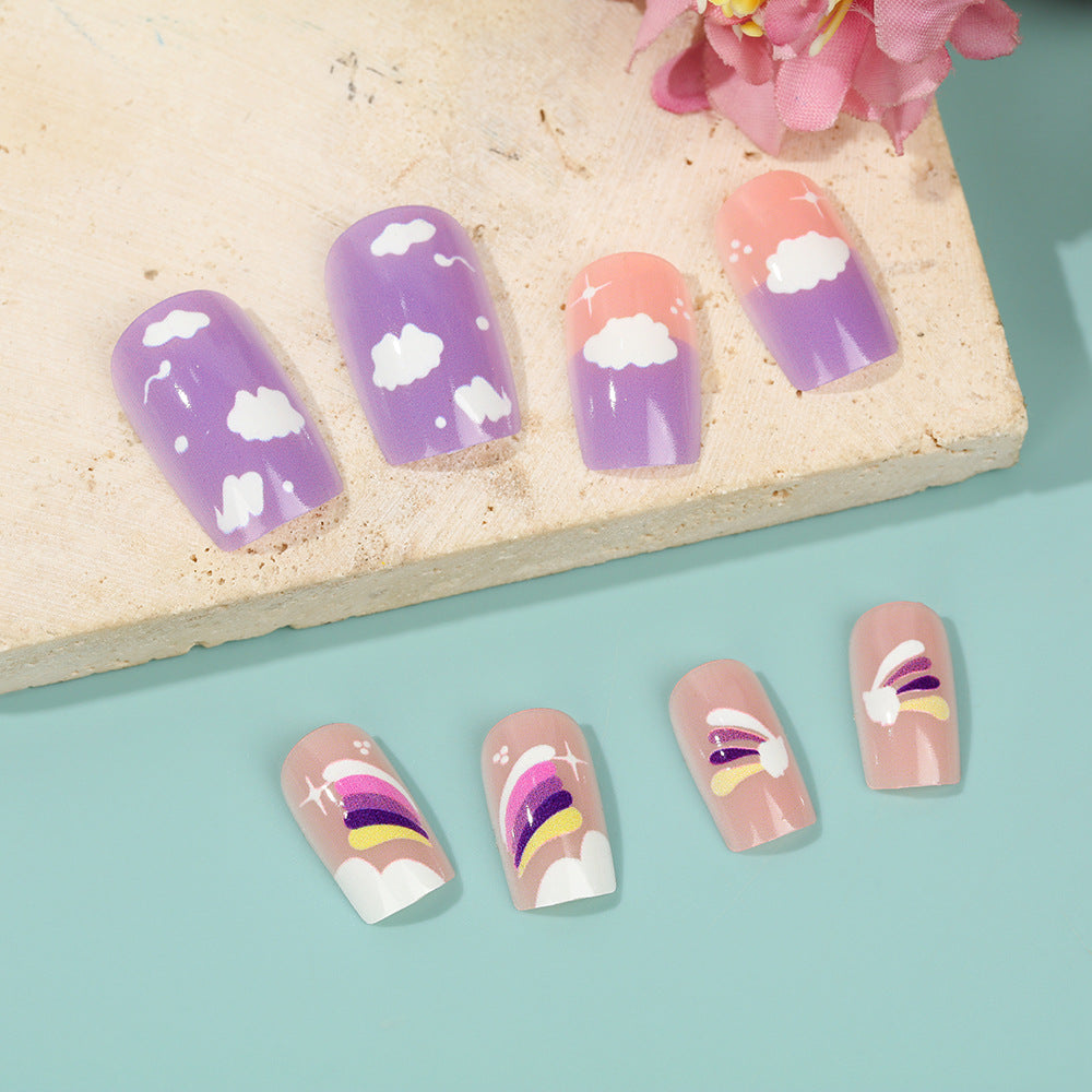 Creative Nail Art Set with colorful rainbow and cloud designs Stornfield