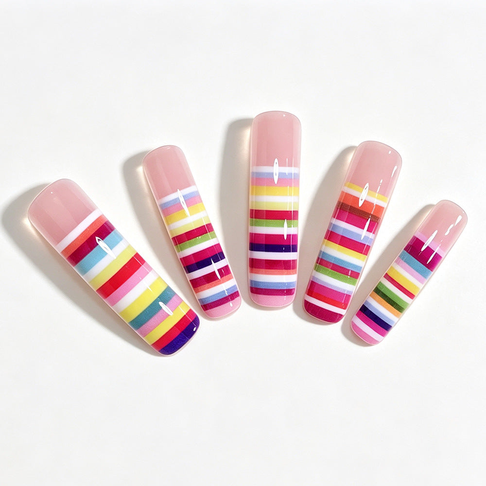 Colorful Striped Nail Art Tips Stornfield