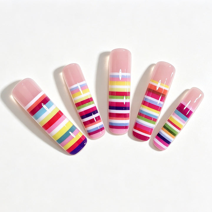 Colorful Striped Nail Art Tips Stornfield