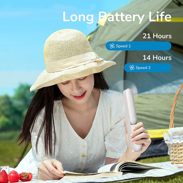 Unisex One Size Foldable Rechargeable Hand Fan with Integrated Power Bank and Dual USB Charging Ports Stornfield