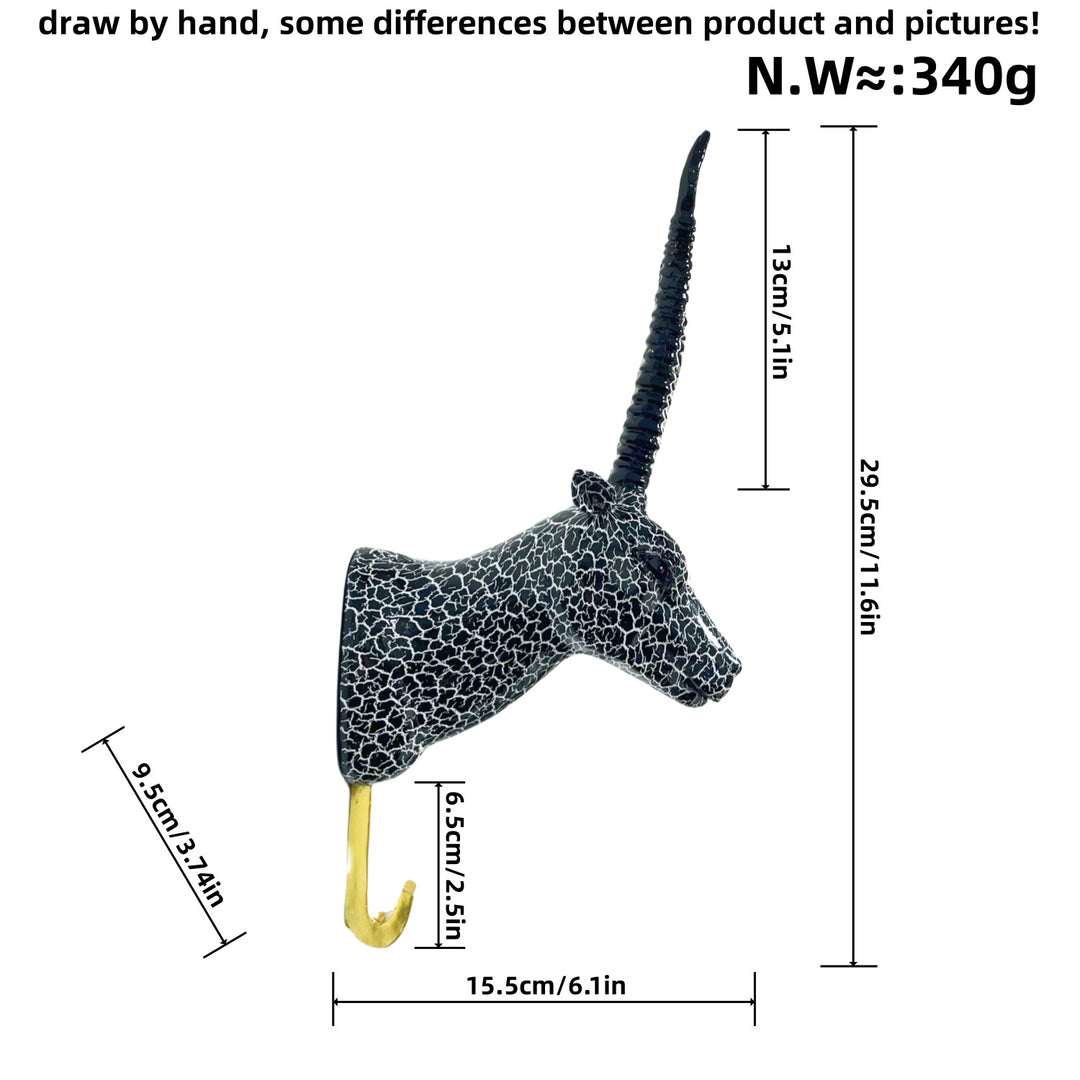Wall hooks in the shape of a stylized unicorn Stornfield