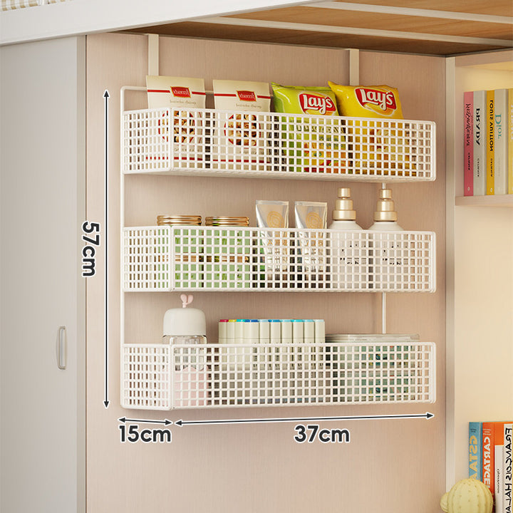 Under-Shelf Double-Tier Ventilated Mesh Hanging Storage Basket for Pantry and Bathroom