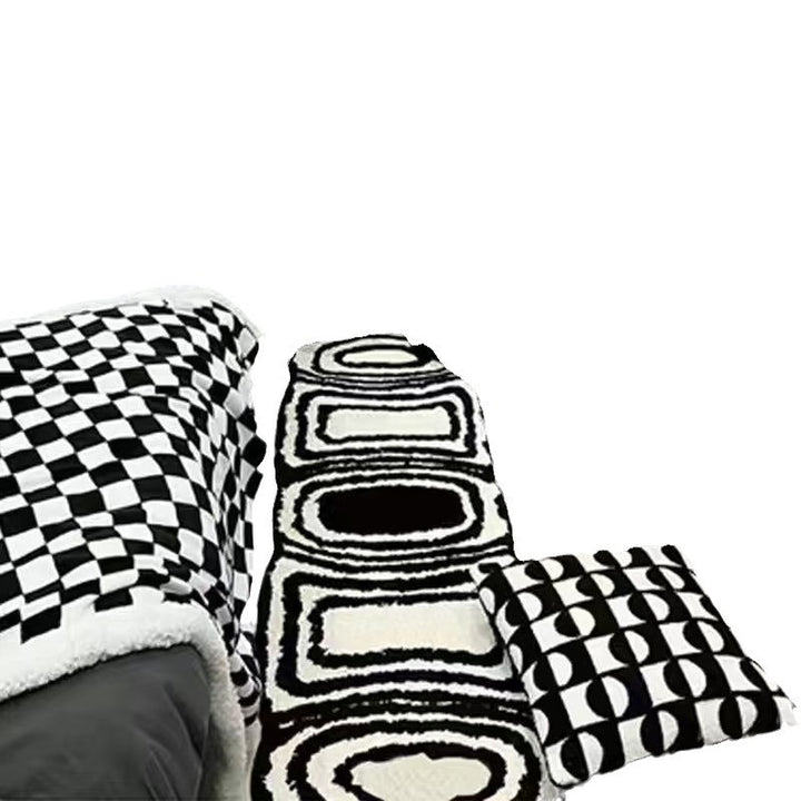 High-Pile Geometric Runner Rug with Tufted Chenille Texture