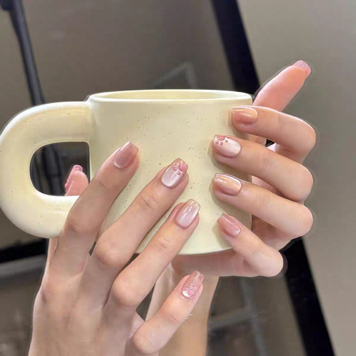 Artistic Press-On Nail Set with Floral Accent Designs Stornfield