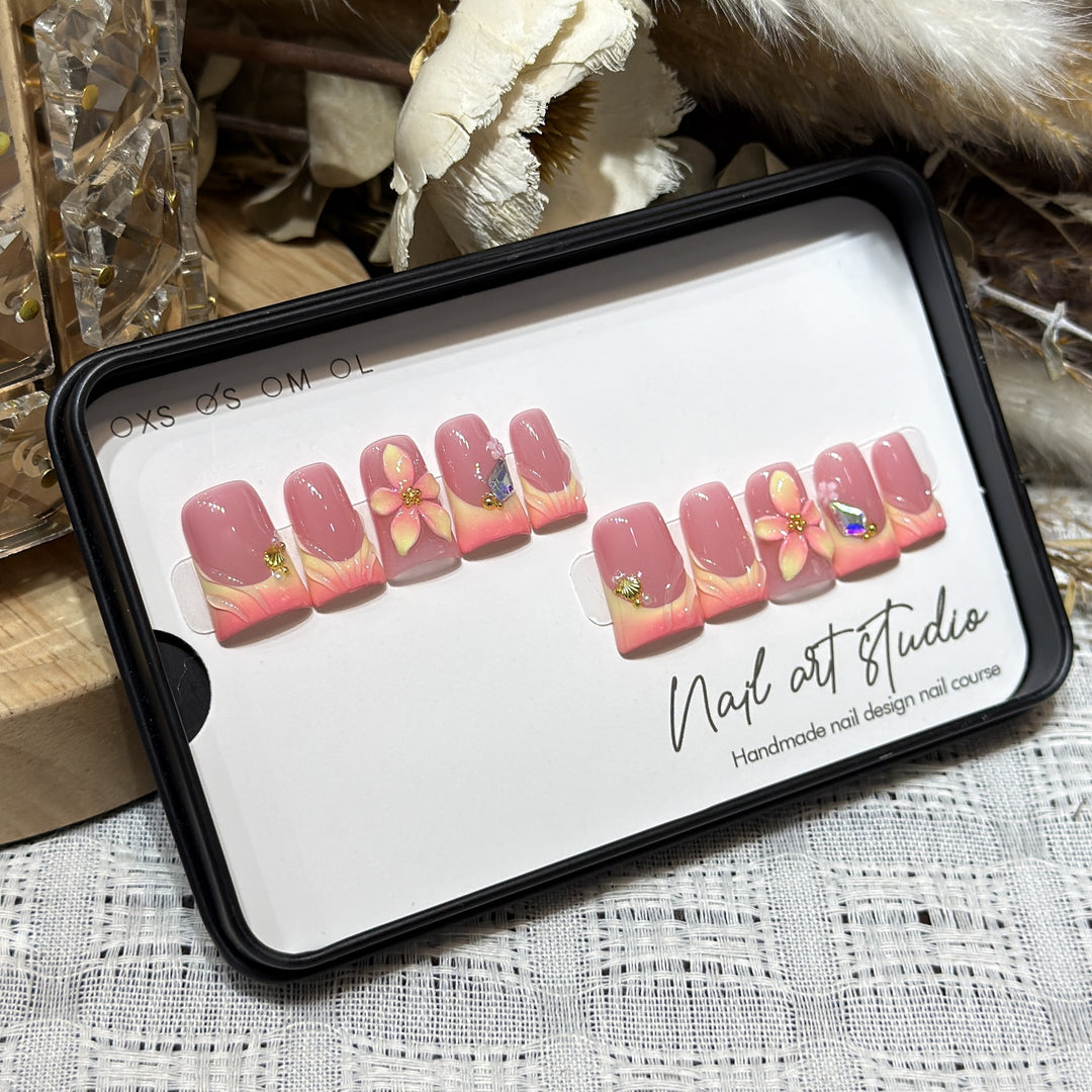 Floral-Inspired Elegant Press-On Nail Set Stornfield