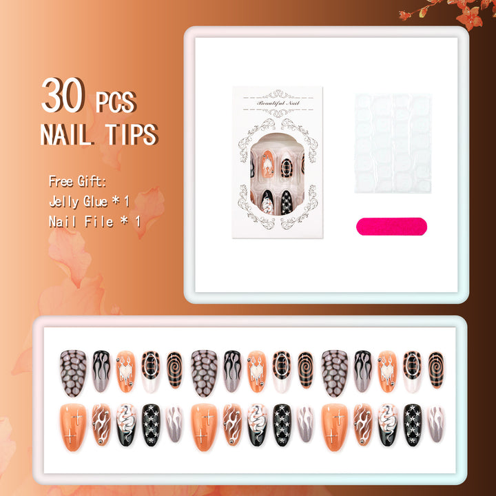 Artistic Flame-Design Press-On Nail Set