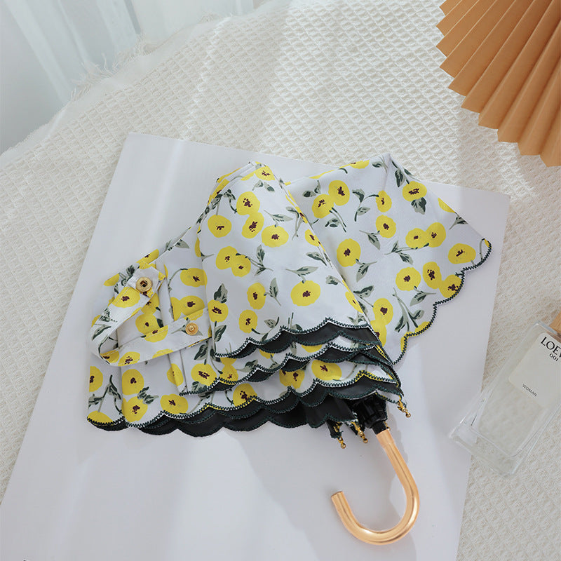 Women's elegant automatic folding umbrella with floral details Stornfield