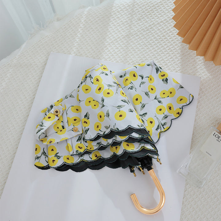 Women's elegant automatic folding umbrella with floral details Stornfield