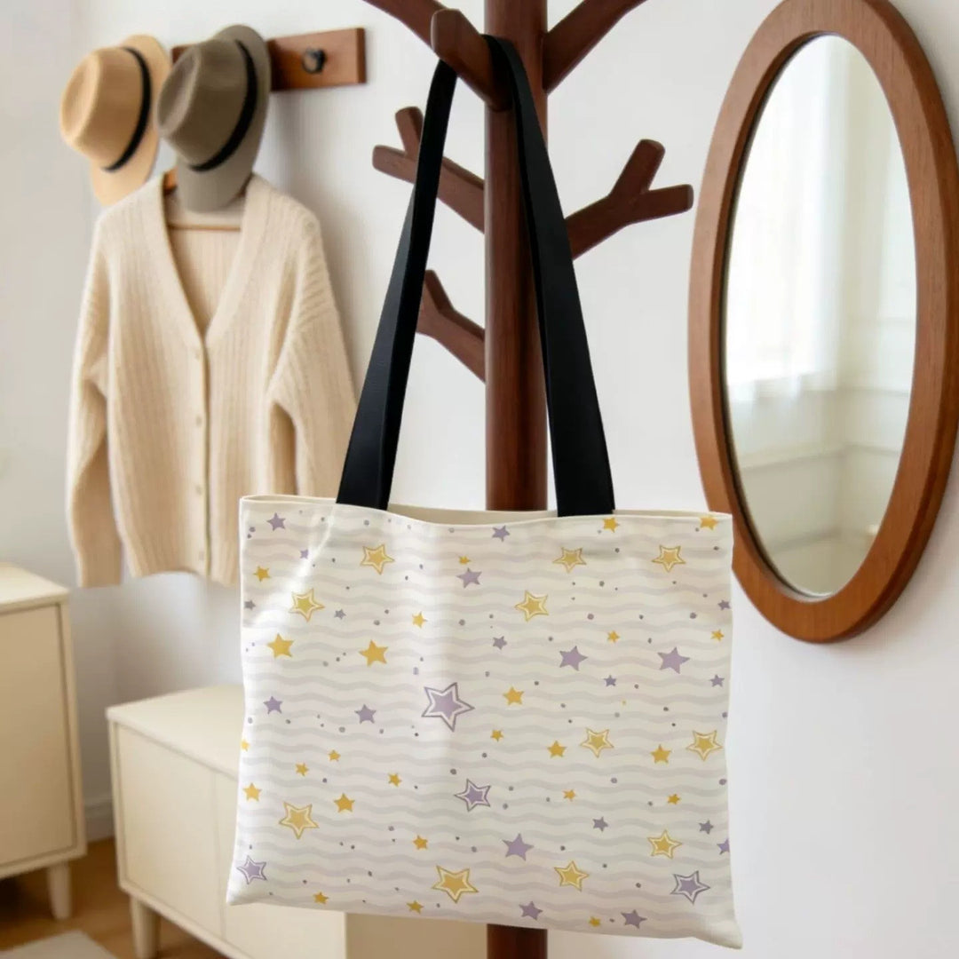Elegant Star Patterned Canvas Tote Bag