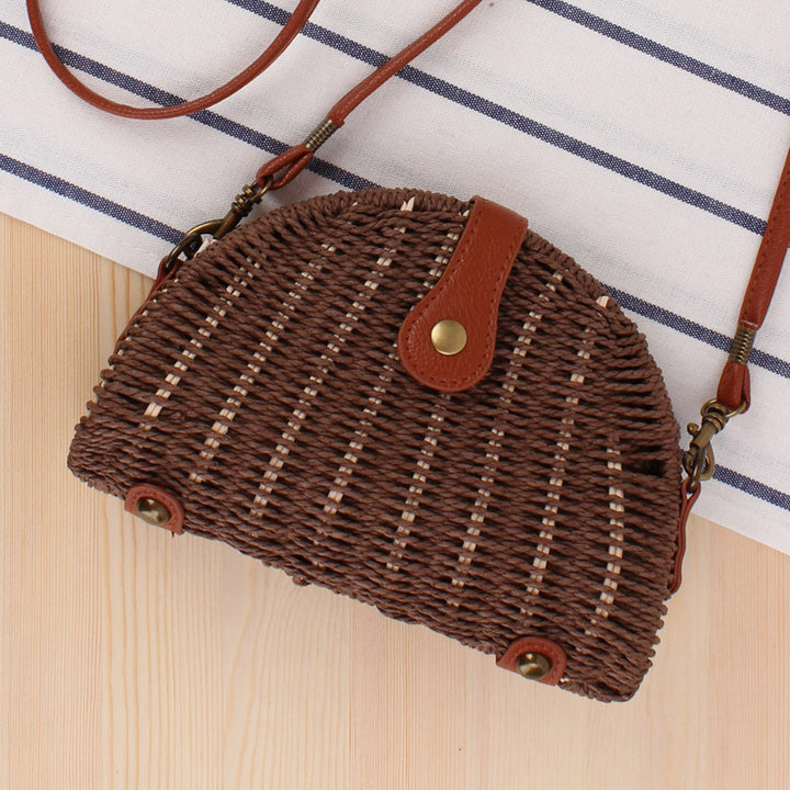 Rattan Shoulder Bag In Crescent Shape Design Stornfield