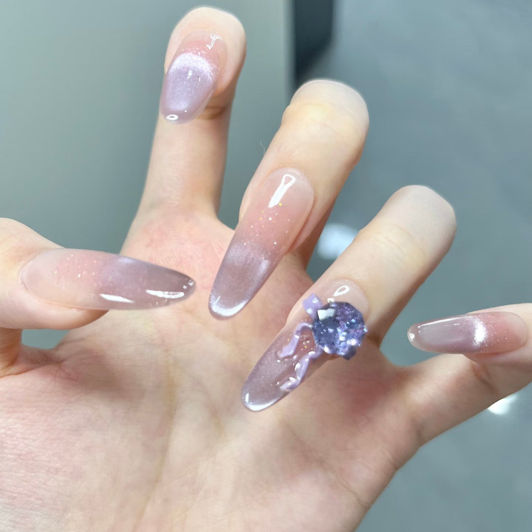 Artistic Ombre Press-On Nail Design with Crystal Accent Stornfield