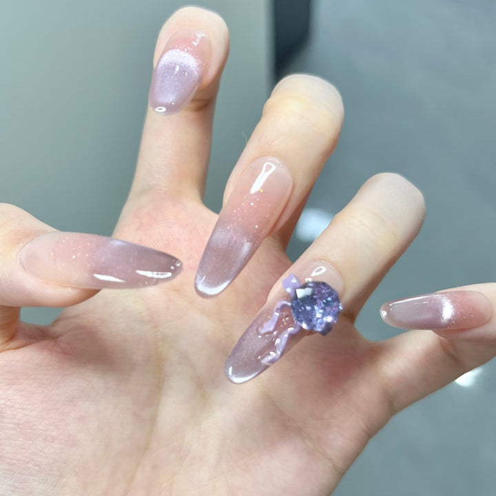 Artistic Ombre Press-On Nail Design with Crystal Accent Stornfield