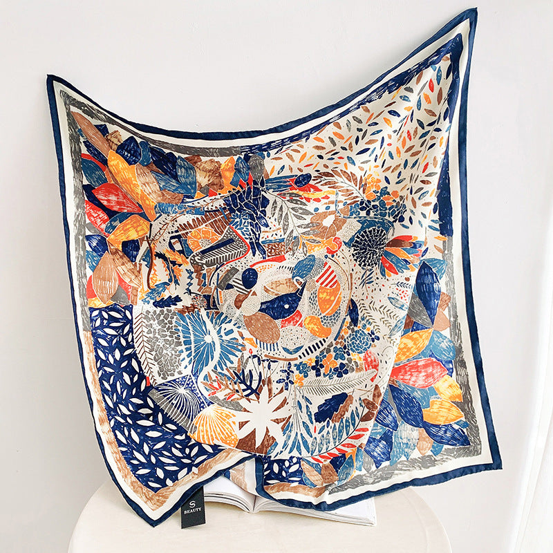 Women's silk scarf in elegant botanical design Stornfield