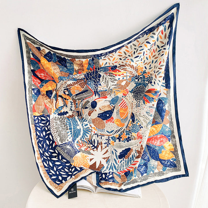 Women's silk scarf in elegant botanical design Stornfield