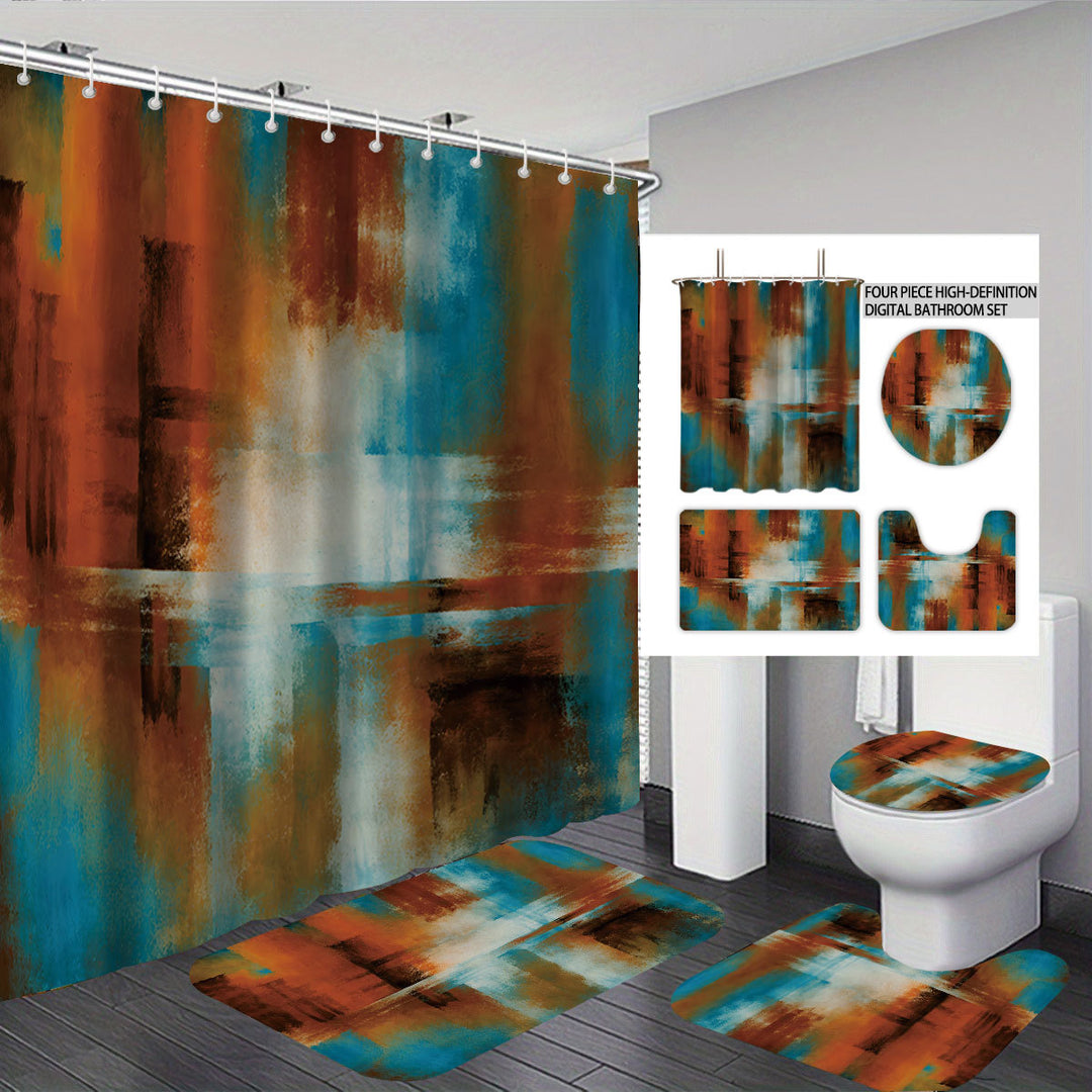 Abstract Design Four-Piece Digital Bathroom Set Stornfield