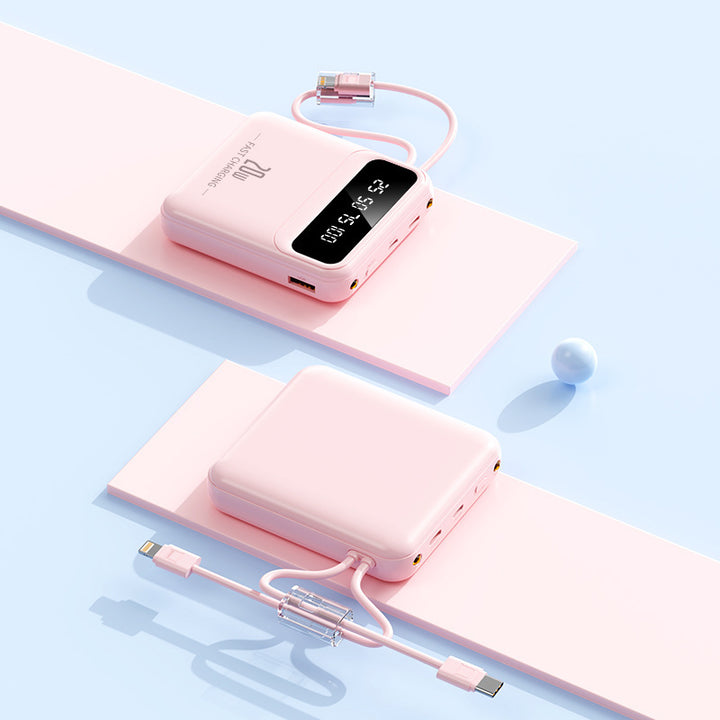 Portable power bank with integrated charging cable and digital display Stornfield