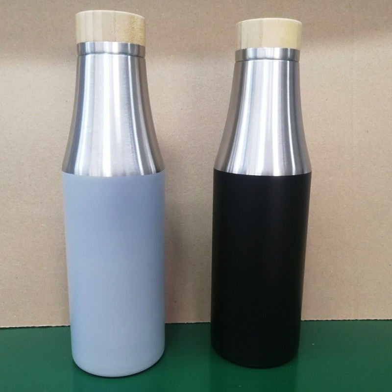 Women double-walled stainless steel drinking bottle with bamboo lid Stornfield