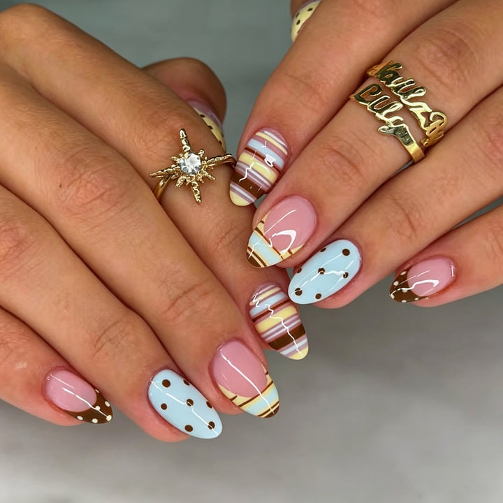 Trendy Geometric Press-On Nail Art Set
