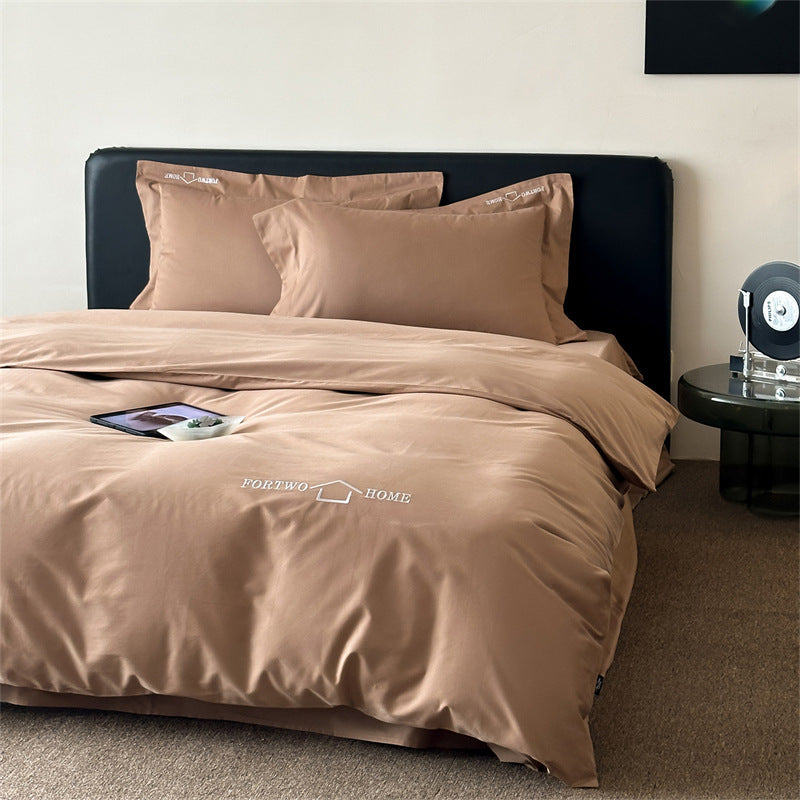 Luxury Cotton Sateen Duvet Cover Set with Discreet Embroidered Home Logo