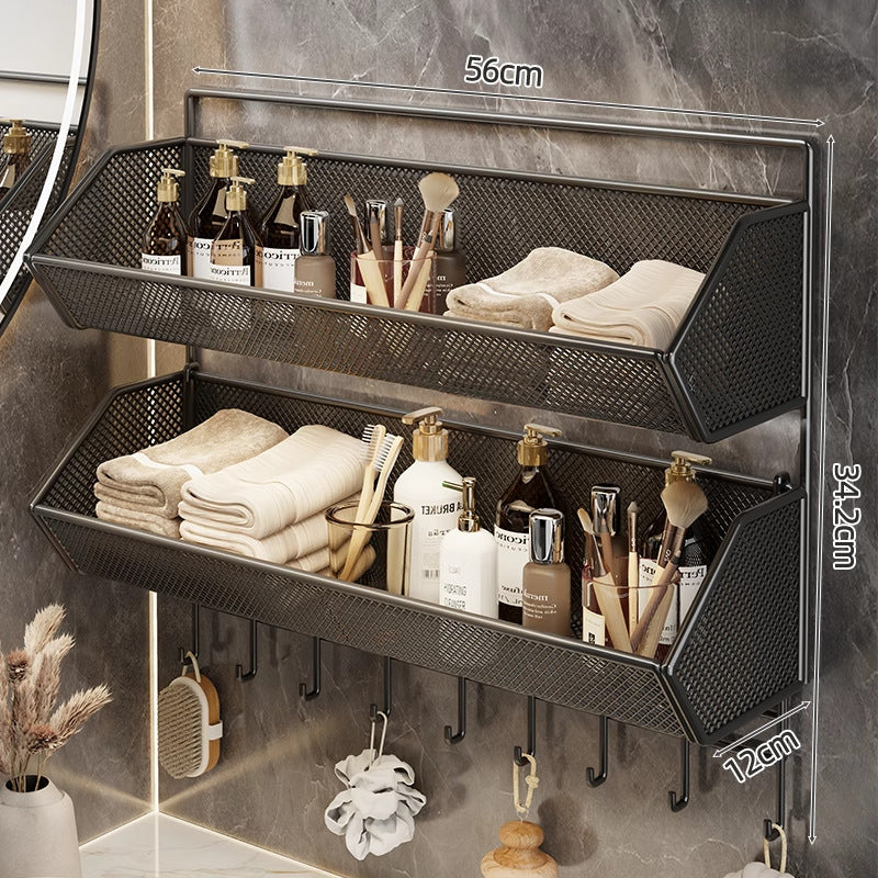 Wall-Mounted Mesh Bathroom Organizer Shelf