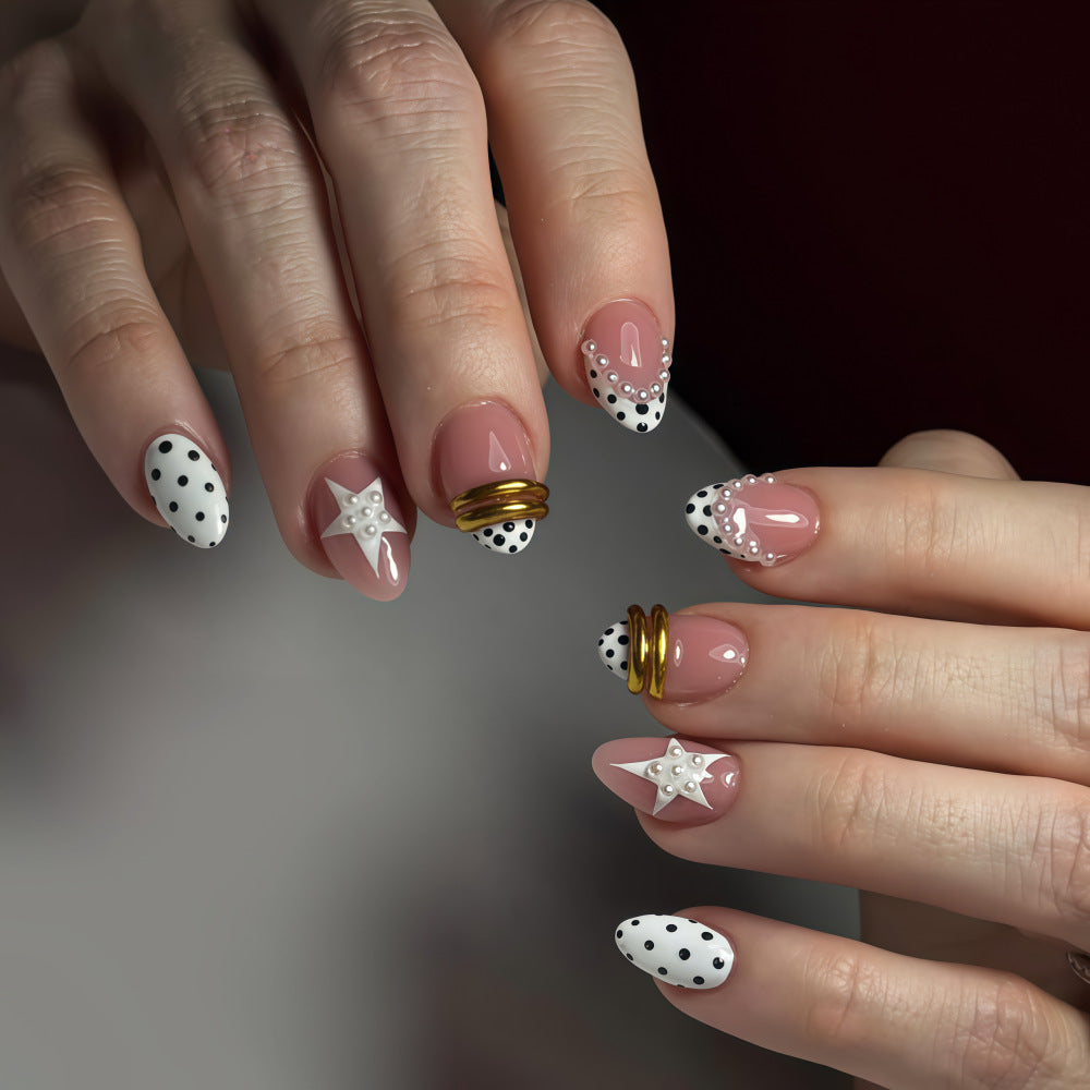 Stylish Star and Dot Design Artificial Nails Stornfield