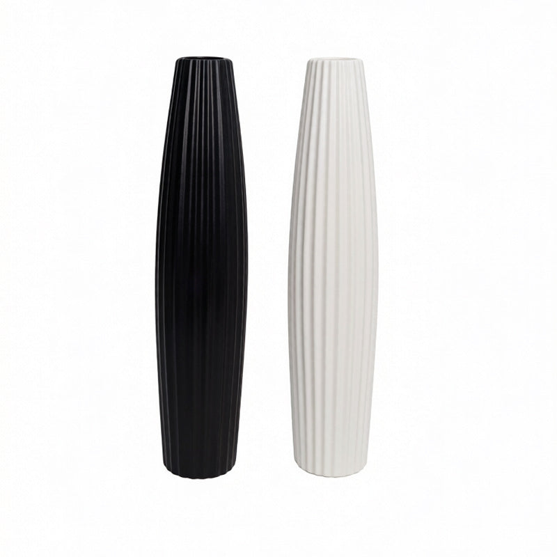 Elegant Ribbed Ceramic Floor Vase Stornfeild