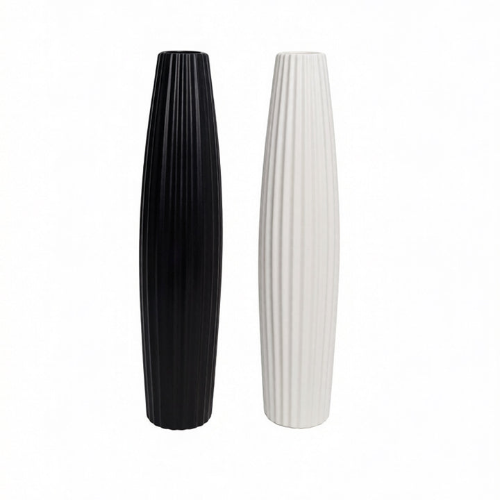 Elegant Ribbed Ceramic Floor Vase Stornfeild