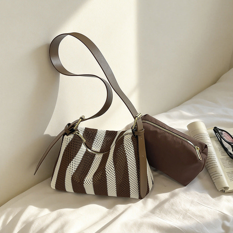 Textured Stripe Shoulder Bag