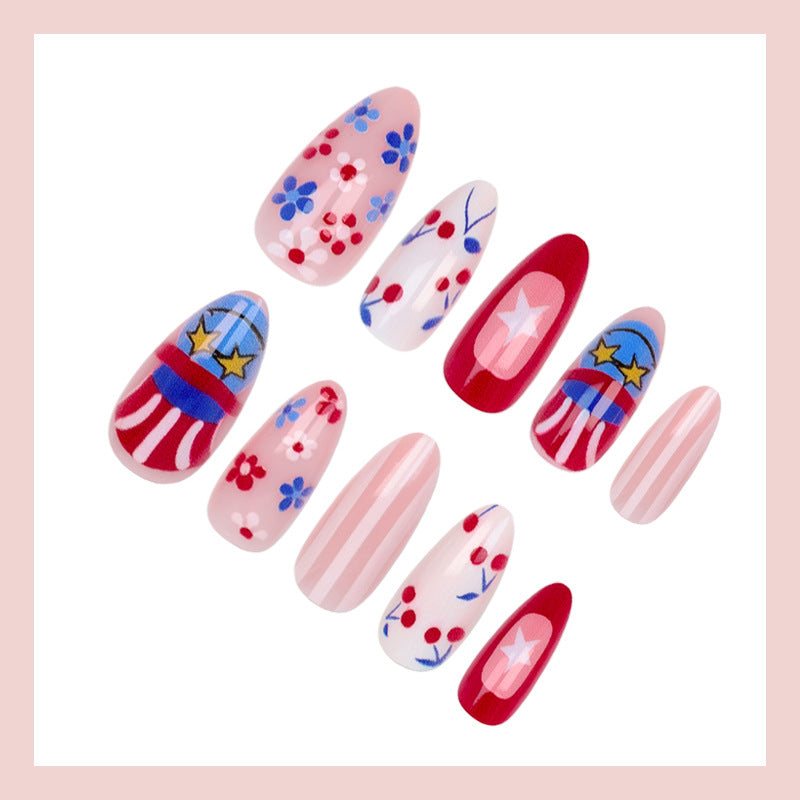 Artificial nail set with creative flower and star designs Stornfield