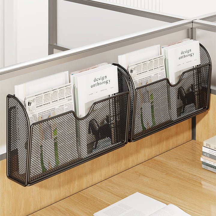 Mesh Partition-Mount Desk File and Magazine Organizer